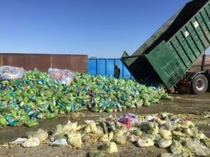 Load of organics being dropped off at facility