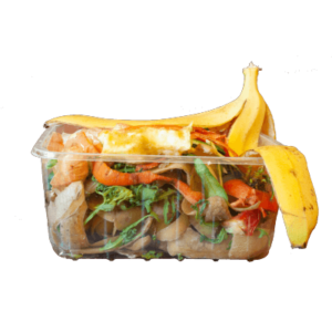 Food scraps in a take out container