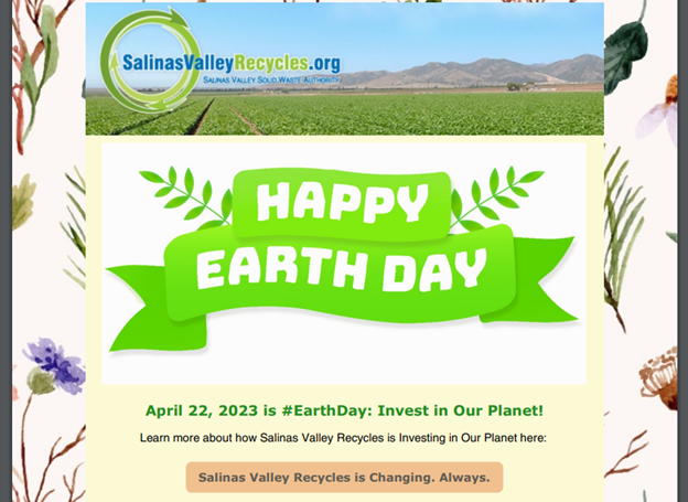 Screenshot of April 2023 Newsletter