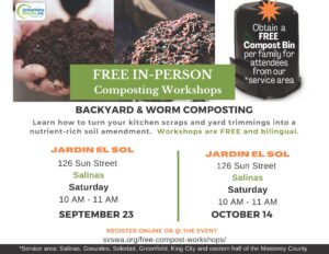 Composting Workshop Flyer For September 23 and October 14