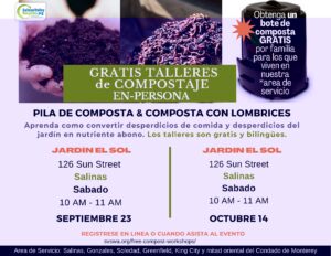 Composting Workshop Flyer September 23 and October 14