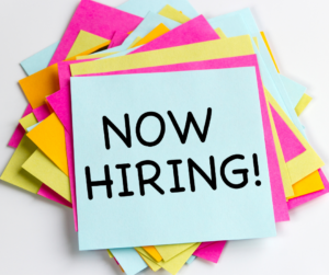Now Hiring image written on Post-its