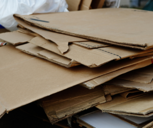 Cardboard boxes broken down
