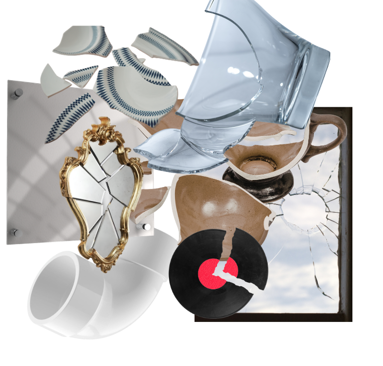 Broken items that need to go in garbage.